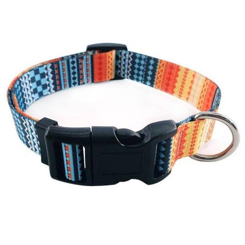 Ensemble De Collier Pour Chien Bohème Vibrant - Imprimé Ethnique, Coupe Confortable, Nylon Durable, 2 Couleurs, Parfait Pour Les Célébrations Et Le Style De Tous Les Jours