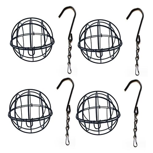 4Pcs Chit Ball Holder, mangeoire à oiseaux, mangeoire à oiseaux suspendue en métal, support de boule de graisse pour pendre, mangeoire à oiseaux pour oiseaux sauvages