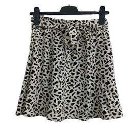 Jupe Blanc Cassé À Motifs Noirs. Ceinture À Nouer. Kiabi. Taille M / 38