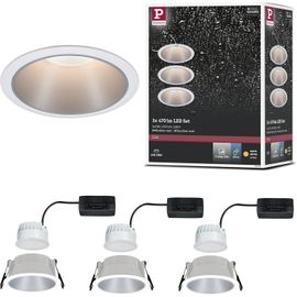 Paulmann 93406 LED spots encastrés Cole rond incl. 3x6,5 watts gradable projecteurs encastrés Blanc, Doré mat Lampe encastrée plastique, Alu zinc Spot pour plafond 2700 K