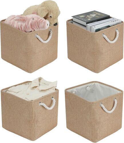 Jexnovashop-Kallax Lot De 4 Boîtes De Rangement Pliables 30 X 30 X 30 Cm - Grande Boîte De Rangement Pliable En Tissu - Paniers De Rangement Pour Étagères Kallax - Pour Vêtements, Jouets, Outils, Pen