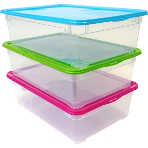 SUNDIS 2043961 Clear Box Boîte Transparent Avec Couvercle Plastique, 30L