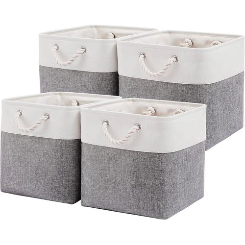 Panier de Rangement en Tissu,4Pcs Boîte de Rangement en Tissu avec Poignées,Panier Cube de Rangement pour Vêtements Jouets Armoire,30 x 30 x 30 cm