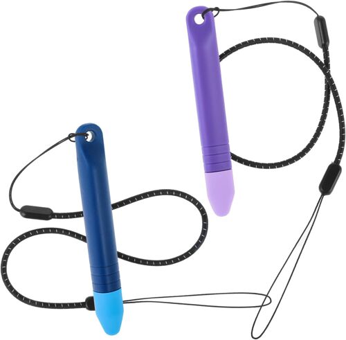 Lot de 2 stylets universels pour écrans tactiles pour enfants avec attaches, compatibles avec téléphones et tablettes - Bleu et violet