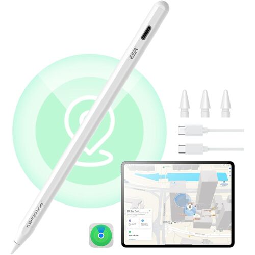 MEVRONISSHOP-Find My Stylet pour Apple iPad 2018-2025, Digital Pencil Pro avec Fonction Find My Pen et sensibilité à l'inclinaison pour iPad 11/10/9/8, Air 13/11, Pro 12.9/13/11 et Mini 7/6/5, Blanc