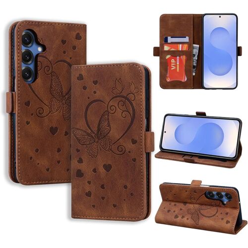 KAL-Coque Samsung Galaxy S25 5G Antichoc Étui Samsung Galaxy S24 5G Housse Protection En Cuir Magnétique Flip Case Portefeuille Etui En Protecion Pour Samsung S25 5G, Brun