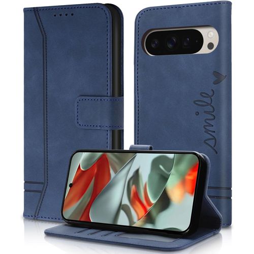 Tianyi-Coque Pour Google Pixel 9 Pro - [Housse En Cuir Pu Premium], Fentes Cartes Antichoc Support Cuir Pochette Portefeuille Étui De Protection Pour Google Pixel 9 Pro (Bleu)