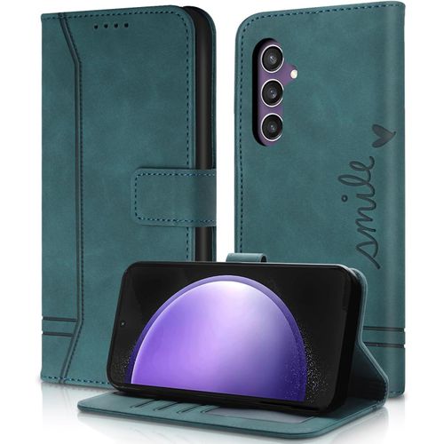 Trahoo-Coque Pour Samsung Galaxy S24 Fe - [Housse En Cuir Pu Premium], Fentes Cartes Antichoc Support Cuir Pochette Portefeuille Étui De Protection Pour Samsung S24 Fe (Vert)