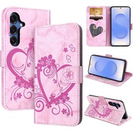TRAHOO-Coque pour Samsung Galaxy S25, Coque Samsung Galaxy S24 Housse Etui Portefeuille Protection Housse Fermeture Magnétique Etui à Rabat pour Samsung S25 5G, Rose