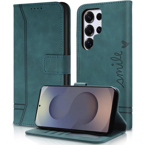 Trahoo-Coque Pour Samsung Galaxy S25 Ultra 5g - [Housse En Cuir Pu Premium], Fentes Cartes Antichoc Support Cuir Pochette Portefeuille Étui De Protection Pour Samsung S25 Ultra (Vert)