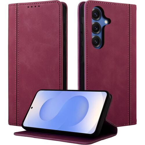 KAL-Coque Pour Samsung Galaxy S25 / S24 5G Housse Pu Cuir Étui À Rabat Flip Case Pour Samsung S25 5G Pochette De Portefeuille Étui De Protection Pour Samsung Galaxy S25 5G, Rose