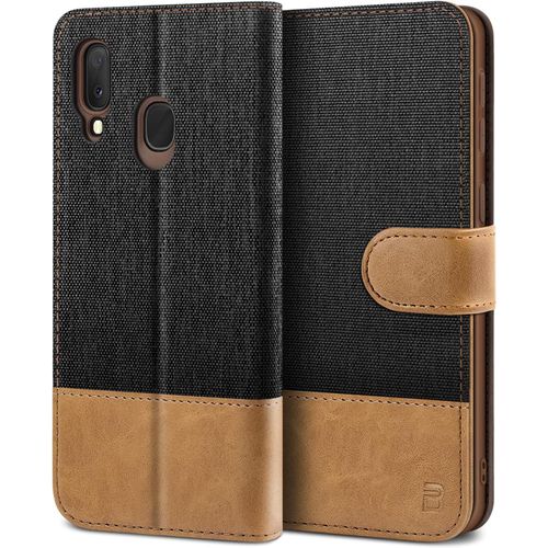 Sjzg-Coque Pour Samsung A20e, Etui Pour Samsung Galaxy A20e Housse En Cuir De Protection, Portefeuille En Cuir Polyuréthane, Crochet, Pochette Pour Monnaie, Fermeture Magnétique, Noir