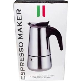 Cafetière - Inox - 9 Tasses - Poignée Bakélite - Tous Feux Sauf Induction - Non Compatible Lave-Vaisselle
