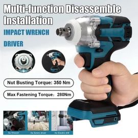 Electrique Boulonneuse Clé à choc Visseuse sans fil Percussion 350Nm Pour 18V Makita DTW285Z Li-Ion Batterie