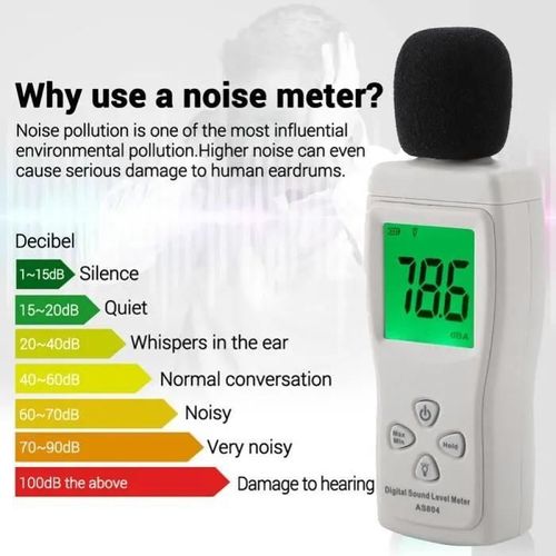 Sonomètre - SMART SENSOR - AS804 - Précision 1,5 dB - Plage 31,5 Hz à 8,5 kHz - 30-130 dB