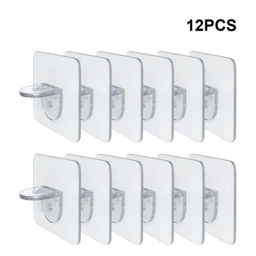 12 pièces chevilles de support d\'étagère adhésives sans poinçon clair placard armoire étagère chevilles cintres muraux