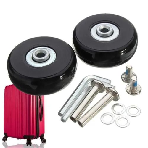 TEMPSA 2Pcs Valise Bagages Roues de Rechange Accessoire Essieux Clé Réparation OD 50mm Noir