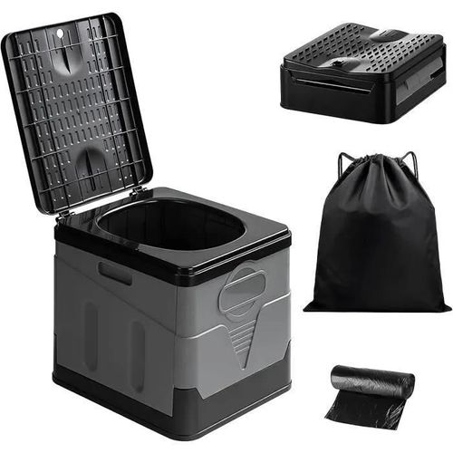 Noir - Toilette Portable Camping, 20l Hygiène Randonnée Wc, Toilette Pliable Charge Max 150kg - Noir - Aipaide