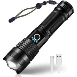 Lampe Torche - LED - Ultra Puissante - 4300 Lumens - Rechargeable USB - Étanche