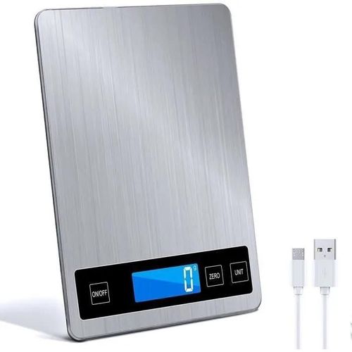 Balance De Cuisine Électronique Mtevotx - 15 Kg - Écran Lcd - Acier Inoxydable Et Verre Trempé