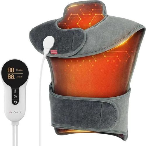 Coussin Chauffant Électrique pour Le Dos Les Épaules la Nuque 94* 58 cm Ultra Douce Lavable avec 6 Niveaux de Chauffage