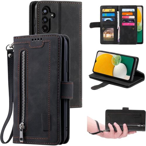 TZF-Coque pour Samsung Galaxy S24/S25 5G, Etui en Cuir PU Portefeuille Rétro Flip Case Antichoc Housse avec Emplacement pour Carte, Béquille, Fermeture Magnétique, Noir