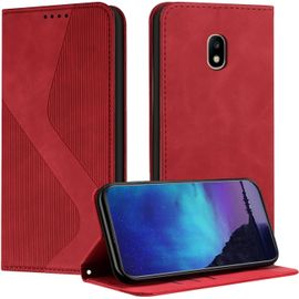 Kal-Étui En Cuir Antichoc Samsung Galaxy J5 2017 / J530, Portefeuille Magnétique En Pu, Type Livre À Rabat (Rouge)