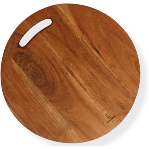 Planche En Bois Ronde 25cm – Hêtre, Pour Pizza, Fromage Ou Apéritif, Neuve