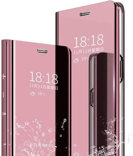 Coque Pour Vivo Y11s. Smart Case, Miroir De Placage, Miroir Housse Coque Etui A Rabat, Housse Etui Pour Vivo Y11s.Or Rose