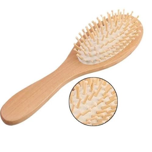 Brosse À Cheveux - Spa - Bois - Anti-Statique - 21cm X 6cm - Poignée En Bambou Naturel 