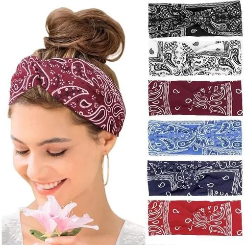 Bohème Yoga Exercice Bandeaux Sueur Absorbant Stretch Coton Bandeaux Femmes Cheveux Accessoires 6 Pcs