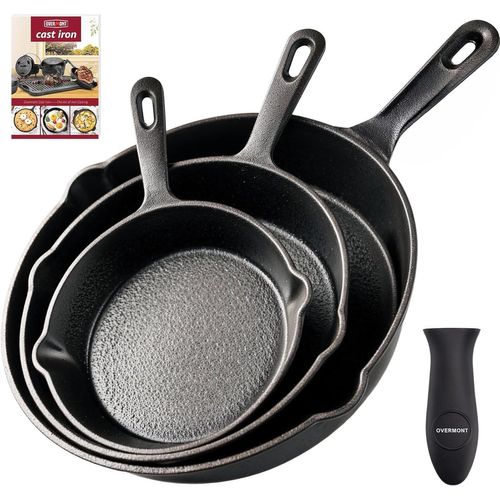 KALANKA-Poêle Gril Poêle à Frire Poêle à Steak en Fonte avec poignée pour Pizza, Pain, Gâteau, Sauce, ?ufs
