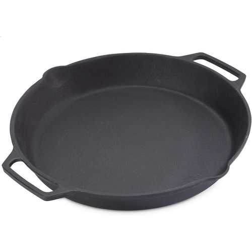 ASFASFq-ECHTWERK Poêle à servir en fonte et revêtement émaillé avec deux poignées latérales, 35 x 5cm, poêle à frire, poêle adaptée au feu de camp, au barbecue, au four ou à la cuisinière