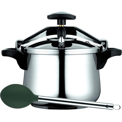 Chenquansarl-Bombepressionclassique6litresinductionexpressacierinoxydable1810toustypesdecuisiniresfondthermodiffuseur3systmesdescuritcomprendunecuillremelierennylon