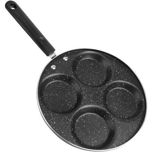 Jexnovashop-Poêle À Pancakes 4 Cavités En Granit, Revêtement Anti-Adhésif Pour Omelettes, ?ufs Et Hamburgers, 24,5cm Idéal Pour Cuisine Saine Et Petit-Déjeuner, Facile À Nettoyer