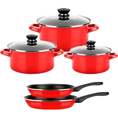 Letnerny-Opti Lot De 8 Casseroles À Induction Avec 3 Casseroles De 18 À 20 À 24 Cm, 3 Couvercles En Verre, 2 Poêles De 20 À 24 Cm, En Acier Émaillé, Revêtement Antiadhésif Sans Pfoa, Convient Pour
