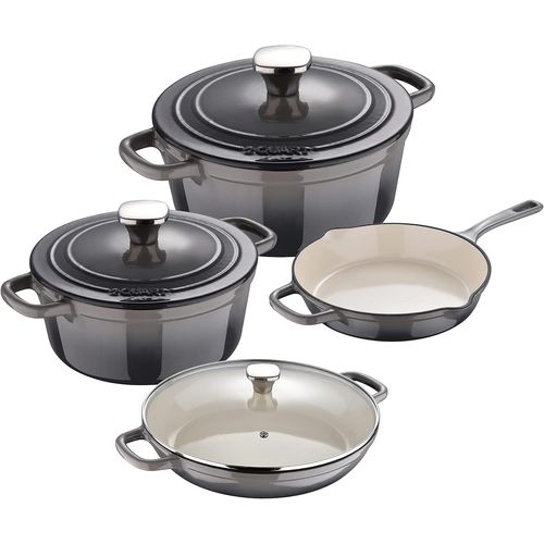 Chenquansarl-Uniquebatteriedecuisine7picesset3faitouts1927et305cmaveccouvercles1pole245cmpoignesergonomiquespourtoustypescuisiniresbgkit0013gris