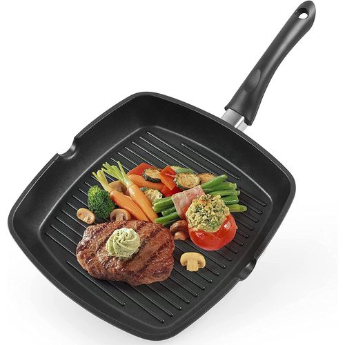 SUBZONAL-Poêle Grill Antiadhésive 28cm x28 cm Aluminium Carré, Poêle à Frire à Steak BBQ,Casseroles Poêle Tous feux dont induction - Sans PFOA