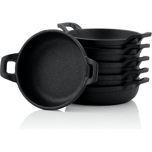 JEXNOVASHOP-BBQ-Toro Lot de 6 Poêles à Barbecue en Fonte - Diamètre 13 cm - Pré-cuites et Pré-brûlées