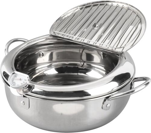 Jexnovashop-Poêle À Frire Profonde, Poêle À Frites Friteuse Tempura Friteuse Avec Japonais Et Cuisinière À Induction Compatible(L)