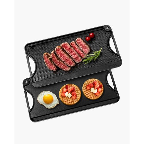Chenquansarl-Plaquedecuissonrversibleenfonte492x218mmplaquegrilprassaisonneportableavecpoignepolegrillerpourbrleurdecuisinireintrieurextrieurgazbarbecuecampingnoir