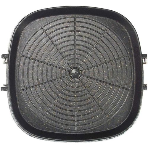 ASFASFq-Poêle à griller carrée de style coréen avec surface revêtue Maifan, antiadhésive et sans fumée pour barbecue intérieur et extérieur, 32 x 32 cm