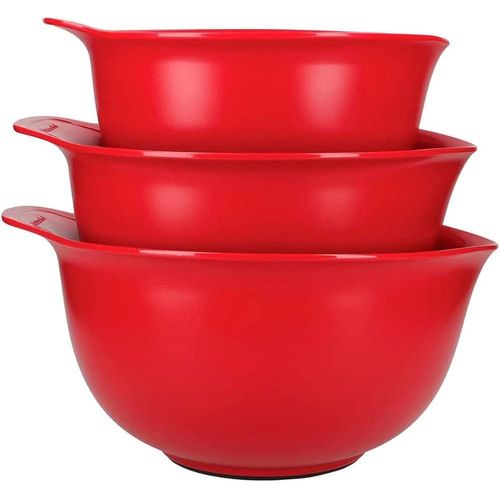 Subzonal-Kit De 3 Bols Mélangeurs En Plastique, 2.4 L, 3.3 L Et 4.3 L - Couleur Rouge Cerise