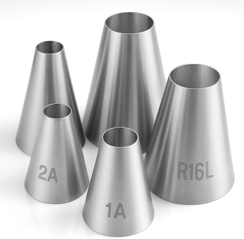 KALANKA-Lot de 5 douilles à trou rond pour décoration de gâteaux, cupcakes, glaçage, outils professionnels en acier inoxydable pour gâteaux, biscuits, pâtisserie, fondant, crème