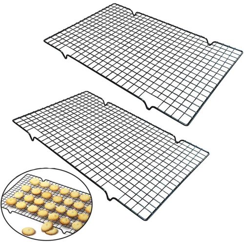 Jexnovashop-Volette De Refroidissement Rectangulaire Grille De Refroidissement Pâtisserie Grille De Cuisson À Rouille Moule À Gâteau De Refroidissement Rack Pour Ménage Pâtisserie Café Restaurant(2 P