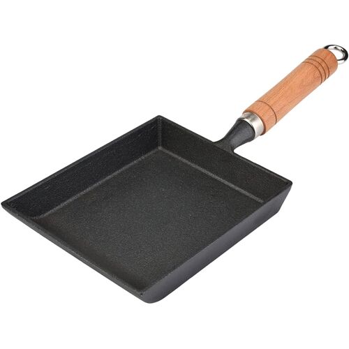 Jexnovashop-Tamagoyaki Poêle En Fonte Japonais Poêle Rectangle De Friture Poêle Japonaise Omelette Poche En Bois Poignée Tamagoyaki Poêle À Frire Fonctionne Sur Les Tableaux De Cuisson D',