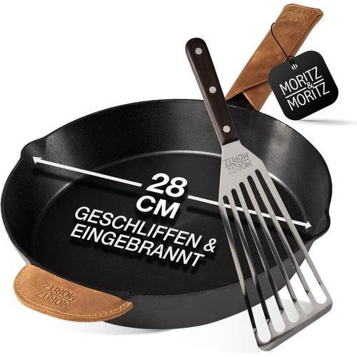 KALANKA-Cast Iron Pan Poêle en fonte antiadhésive pour tous types de plaques de cuisson, four et barbecue, 28 cm