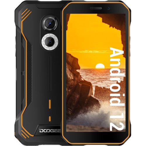 KALSG-S51 (2023) Téléphone Portable Incassable,4Go+64Go(Tf512Go),Android 12,Batterie 5180Mah,Écran 6.0"" Hd+,Nfc Supporte,12 Mp Double Caméra Arrière Smartphone Antichoc Étanche-Orange