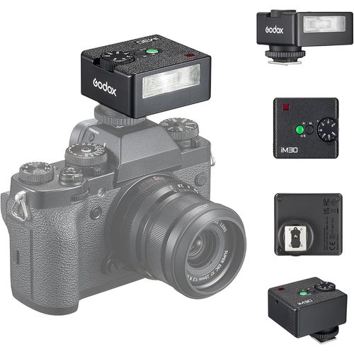 SUBZONAL-Godox iM30 Mini Flash Speedlite GN15 avec 13 Niveaux de Puissance de Flash, CCT 6500 K ± 200 K avec contrôle Optique S1/S2 pour Appareil Photo Sony, Canon, Nikon, Fuji, Olympus