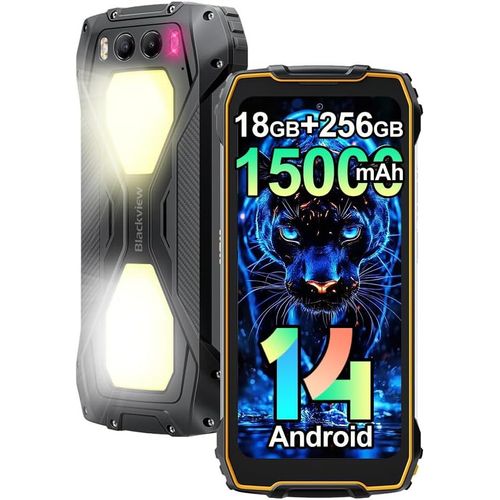 SUBZONAL-BV7300, G81 Octa Core 18Go256Go Telephone Portable Incassable, Téléphone Débloqué, 15000mAh, 50MP20MP32MP, 6.67 HD Smartphone Incassable Etanche, Dual 4G LTE,GPS,NFC,OTG,FM, Jaune